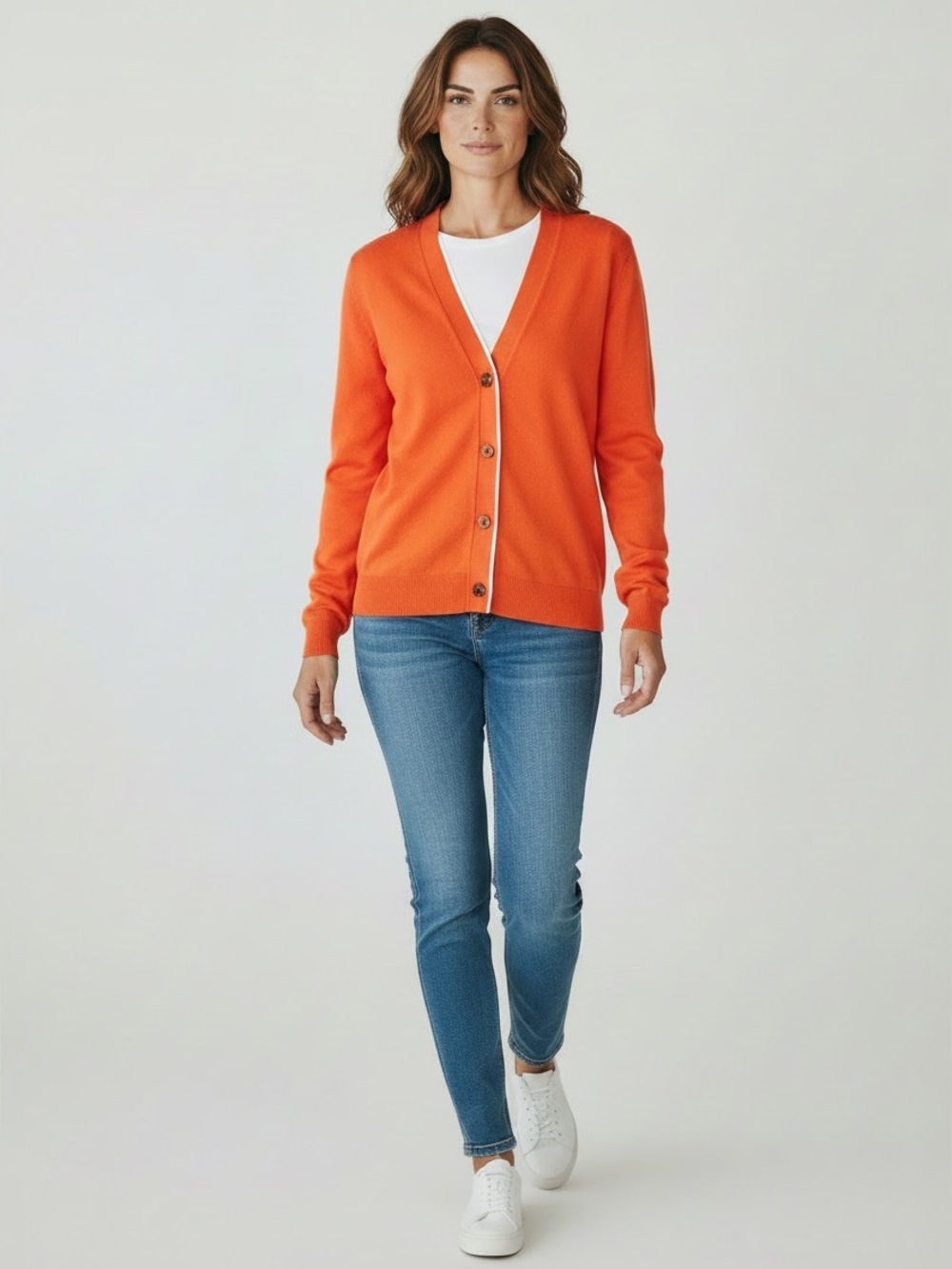 Banana Republic Orange Sweater Cardigan Button Up Medium